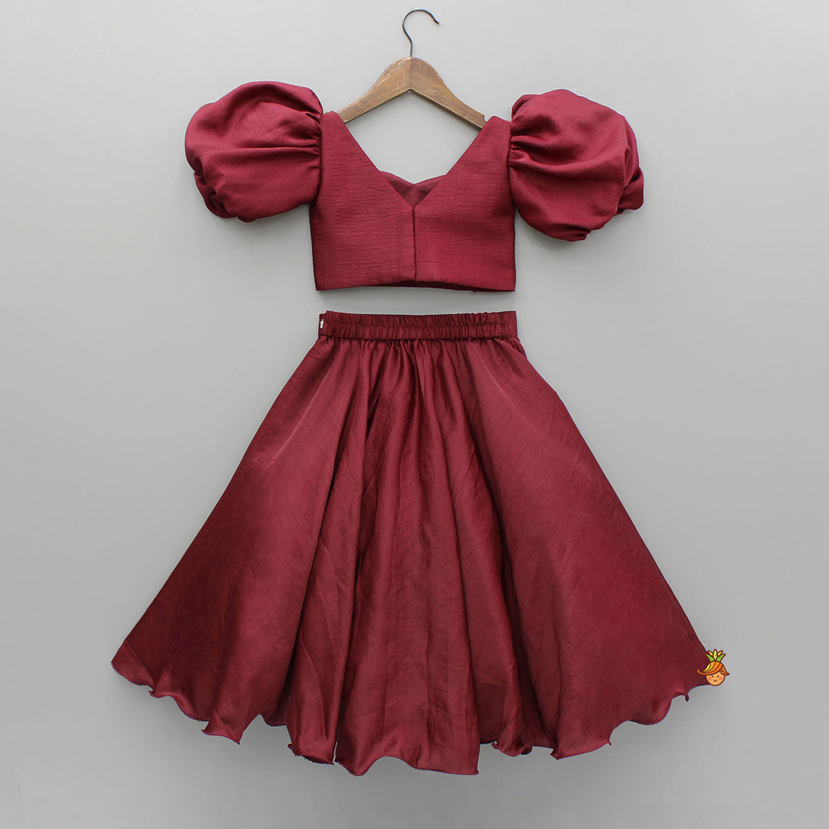 Pre Order: Maroon Embellished Top And Lehenga