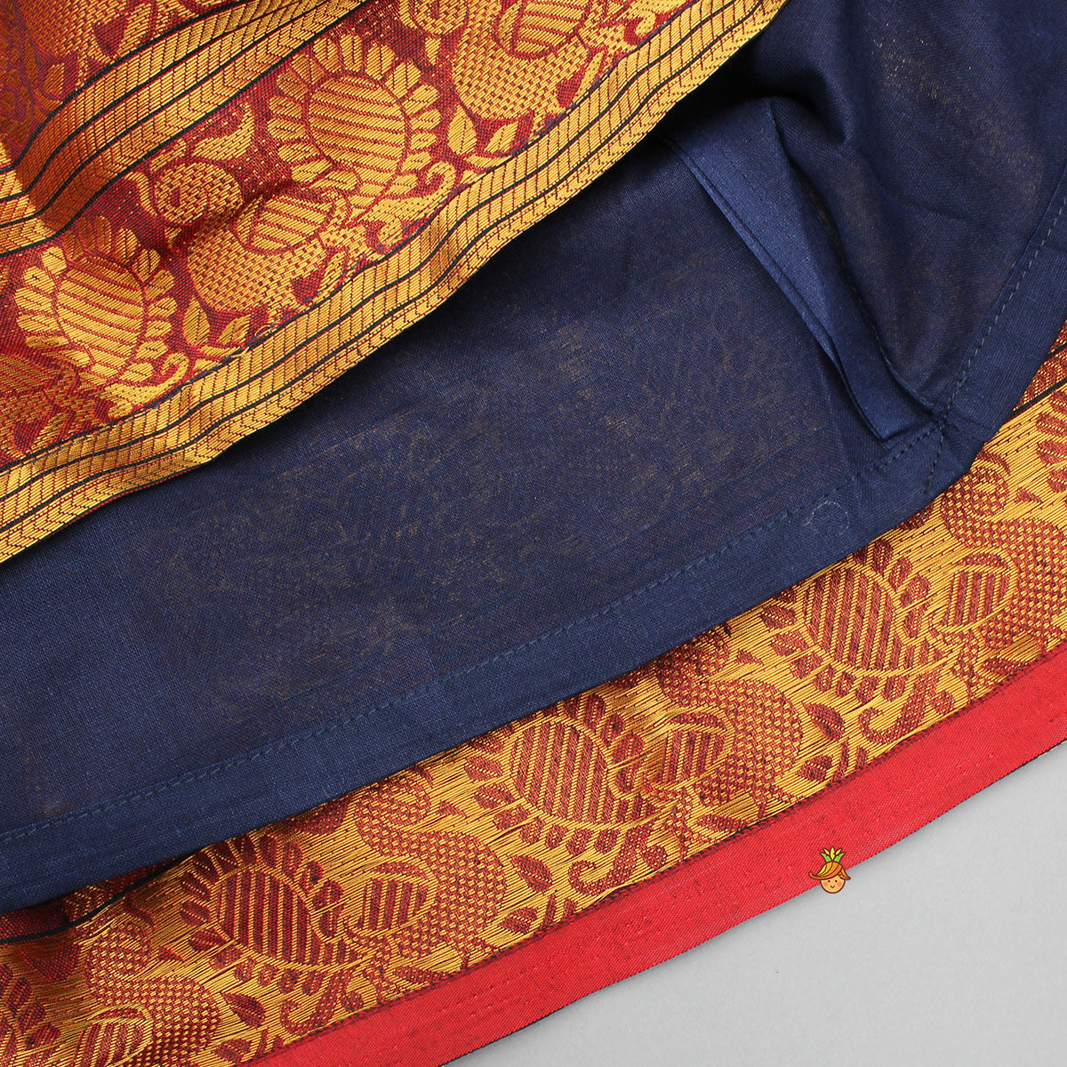 Pre Order: Blue Floral Embroidered Top And Pleated Lehenga
