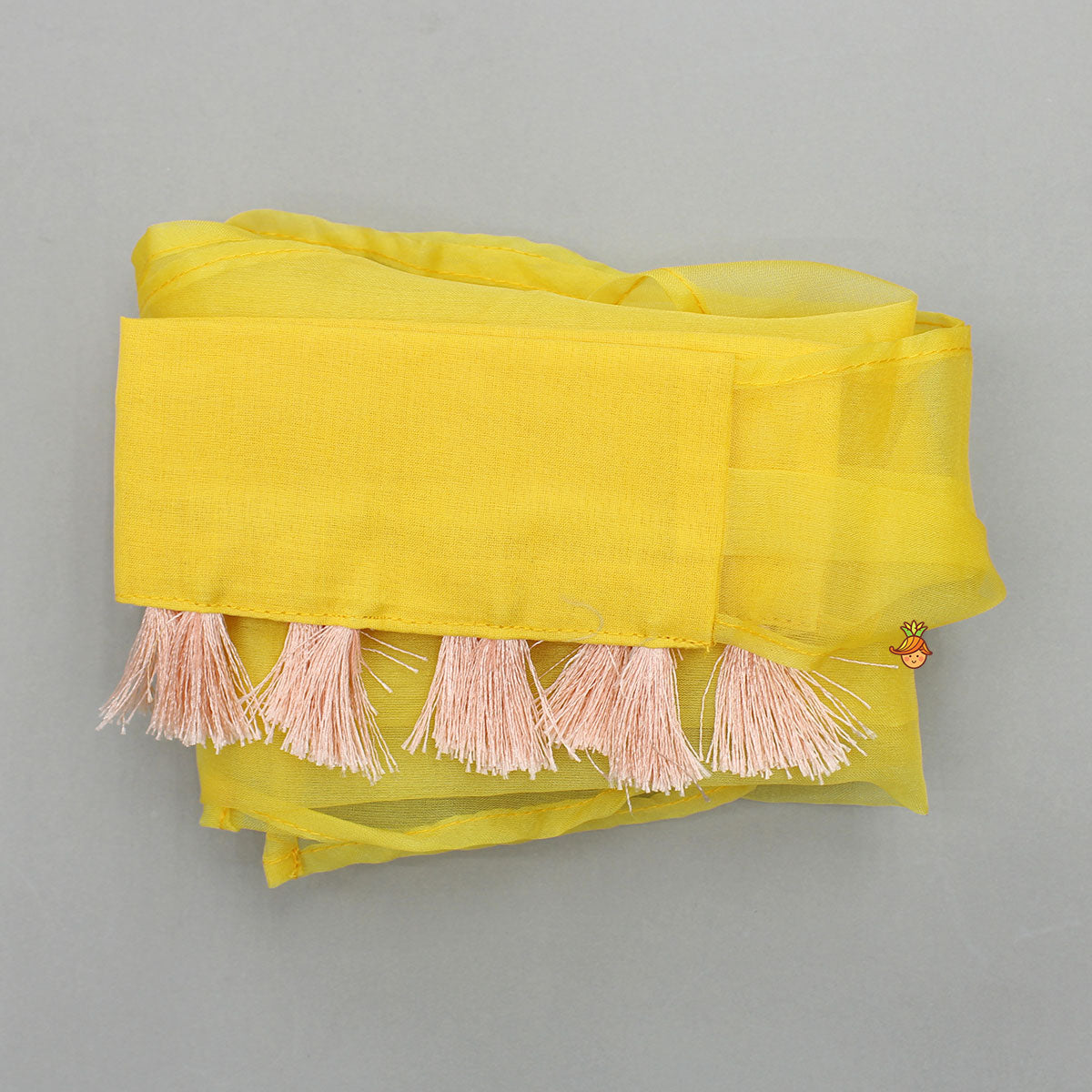 Pre Order: Yellow Embroidered Strappy Kurti And Flared Palazzo With Dupatta