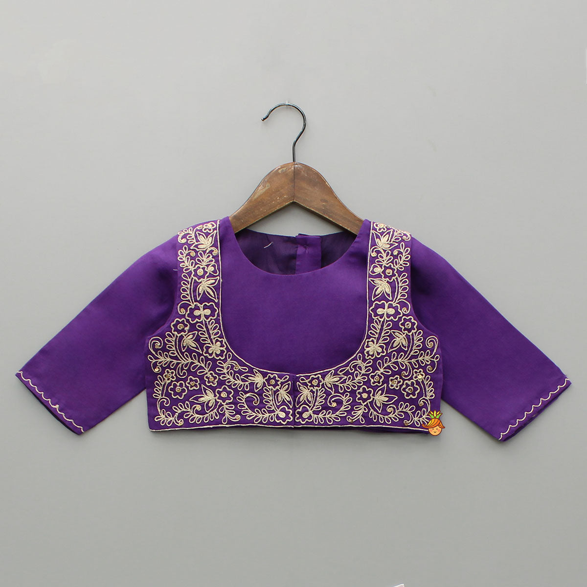 Pre Order: Purple Top And Embroidered Jacket With Lehenga And Dupatta