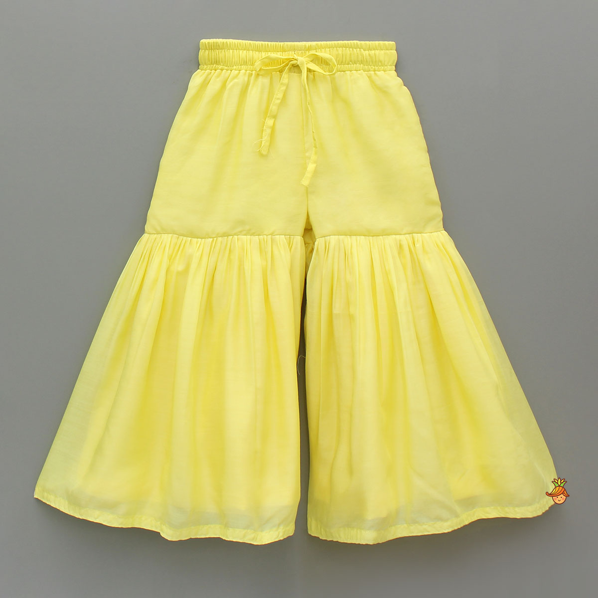 Pre Order: Yellow Floral Embroidered Kurti And Sharara