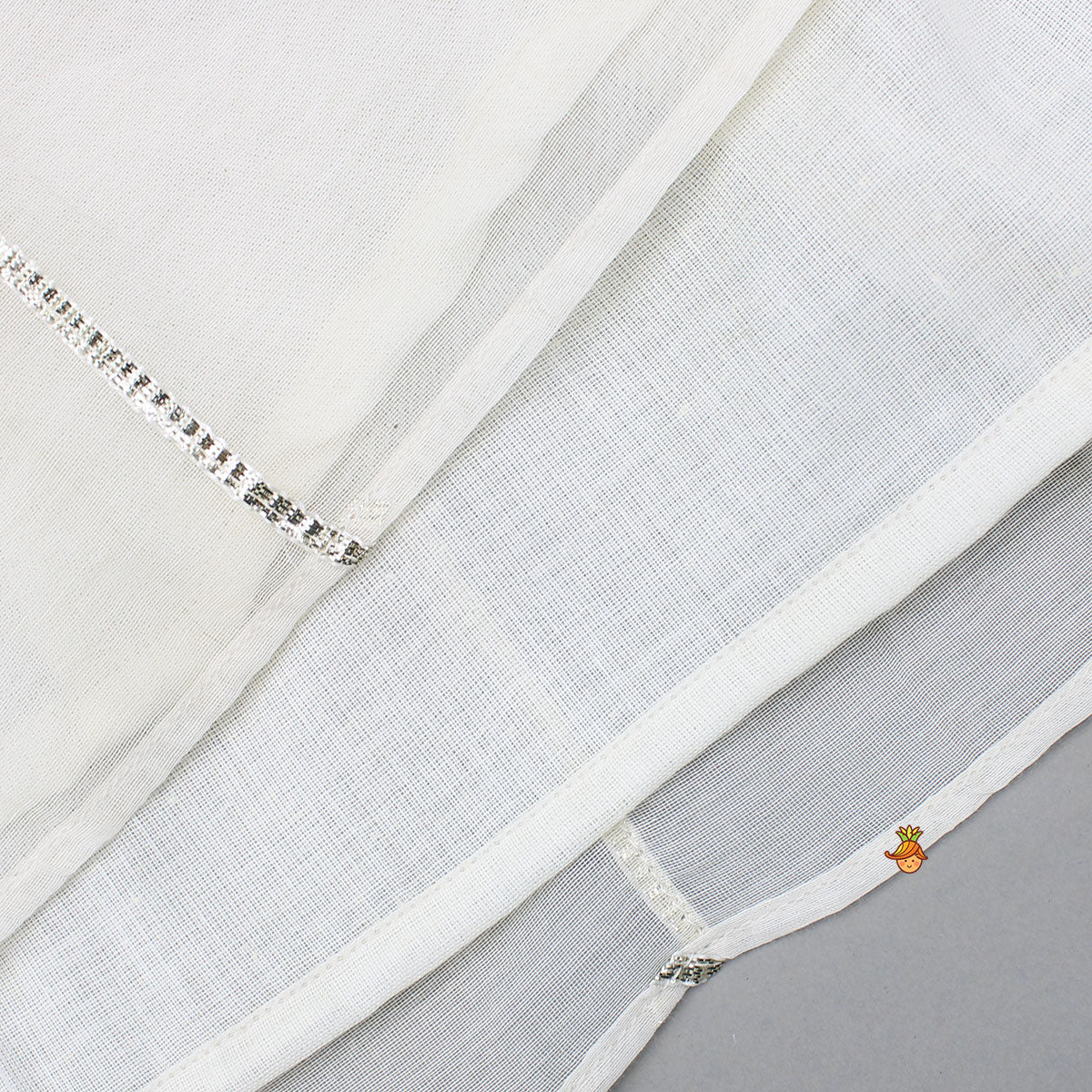 Pre Order: Off White Gota Lace Embroidered Strappy Kurti