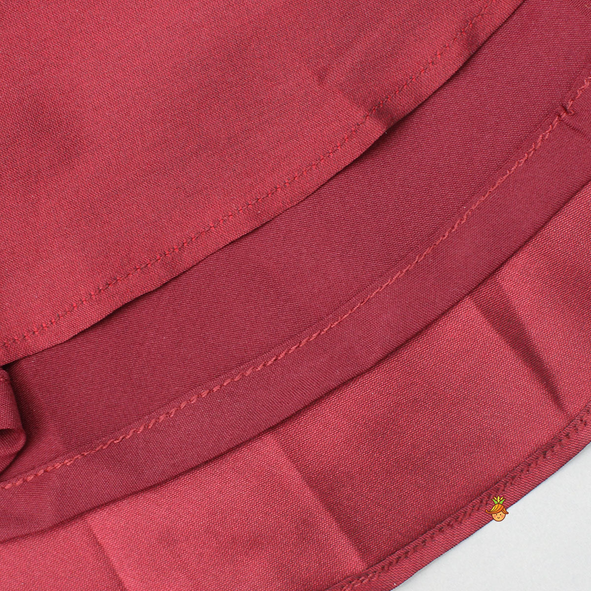 Pre Order: Maroon Embroidered Kurti And Tulip Dhoti