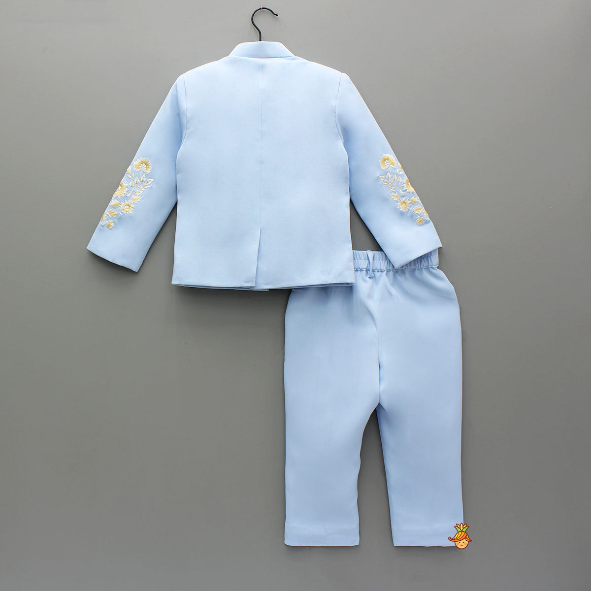 Pre Order: Blue Sherwani With Embroidery And Pant