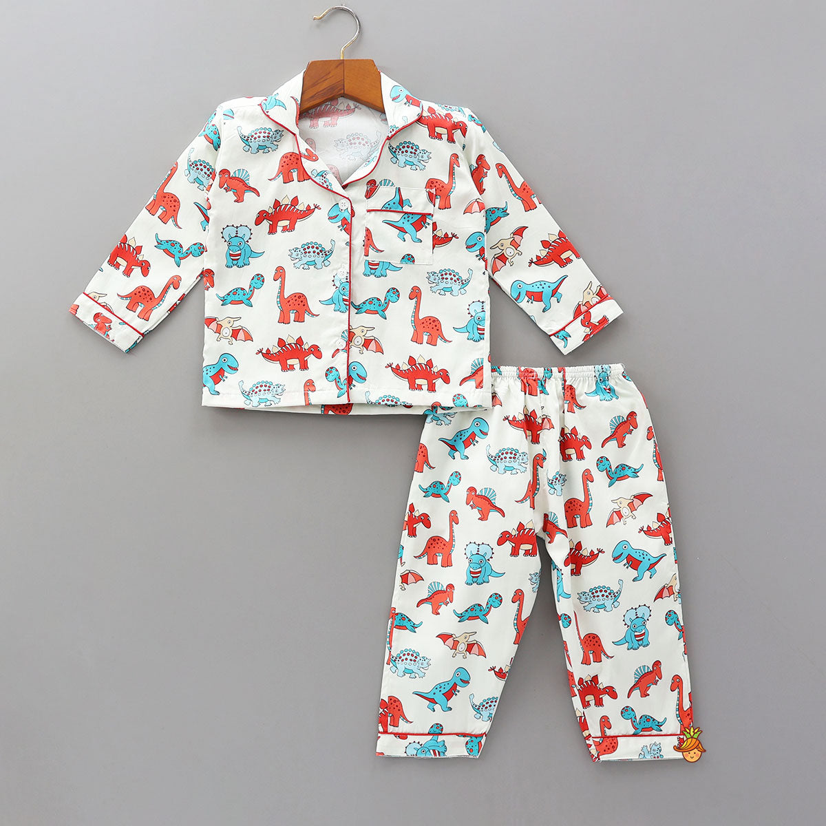 Pre Order: Multicolour Dinosaur Printed Sleepwear