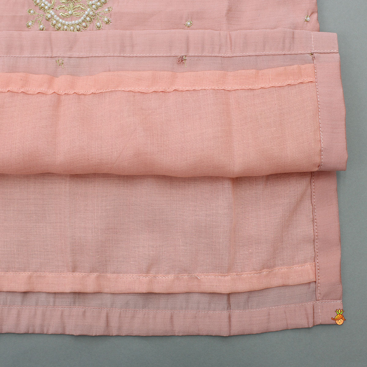 Pre Order: Peach Embroidered Kurta And Pyjama