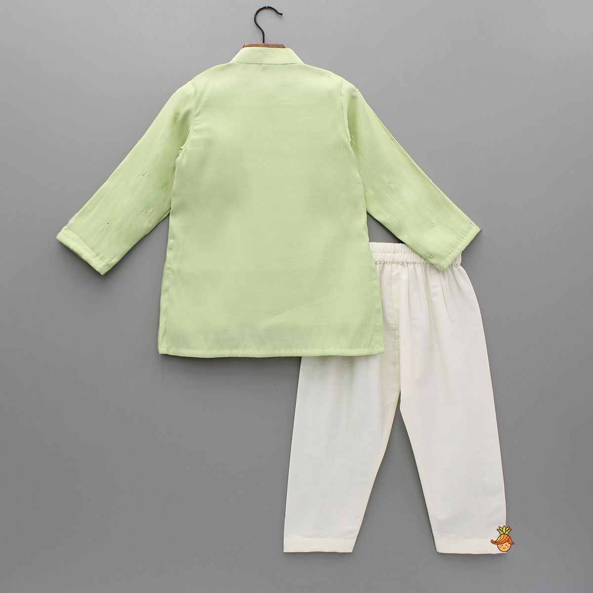 Pre Order: Zardozi Embroidered Green Kurta And Pyjama