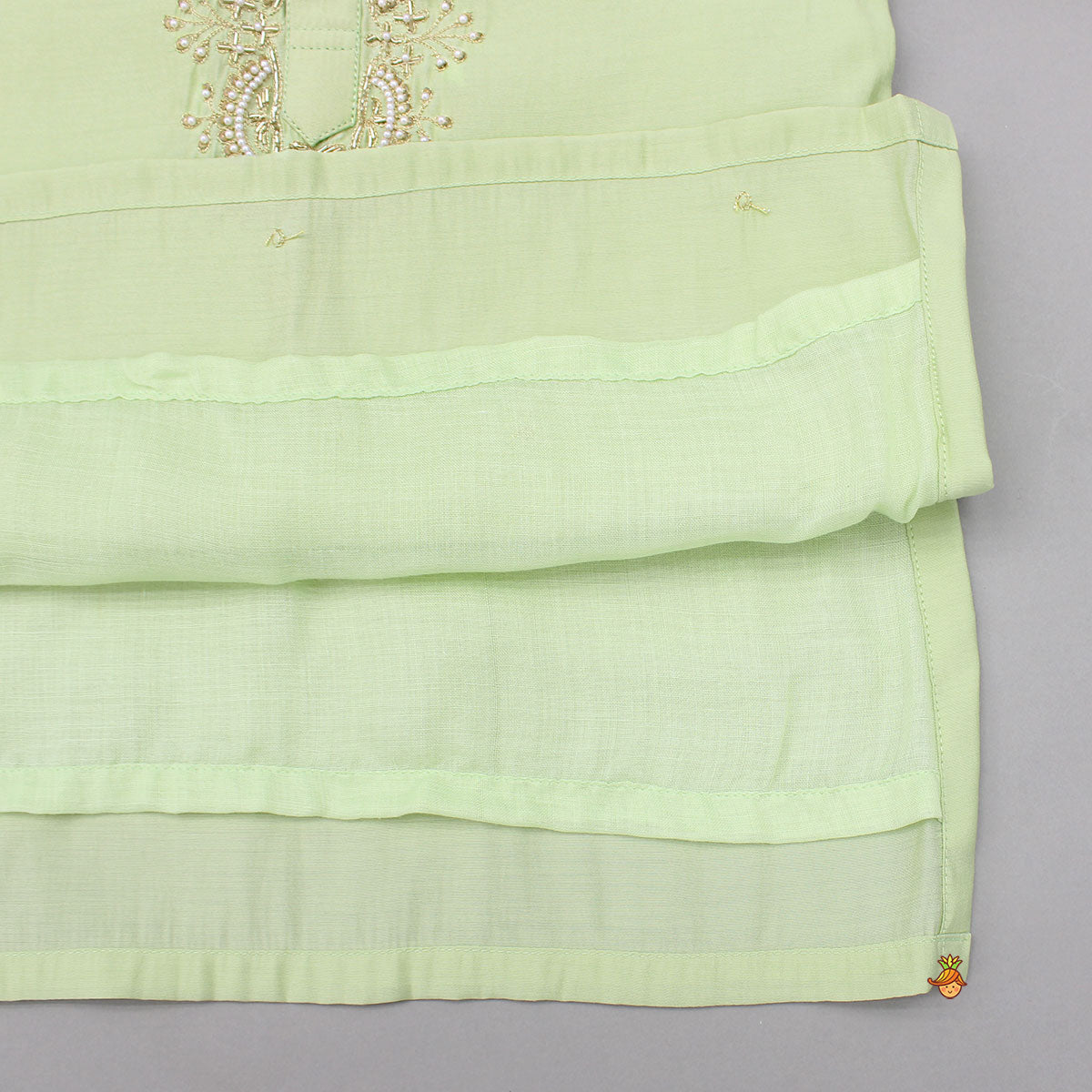 Pre Order: Zardozi Embroidered Green Kurta And Pyjama
