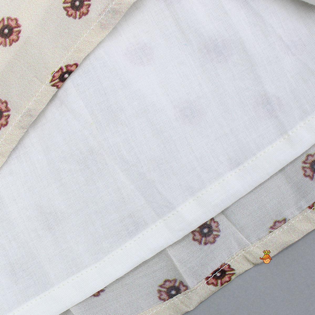 Pre Order: Multicolour Printed Top And Flared Lehenga