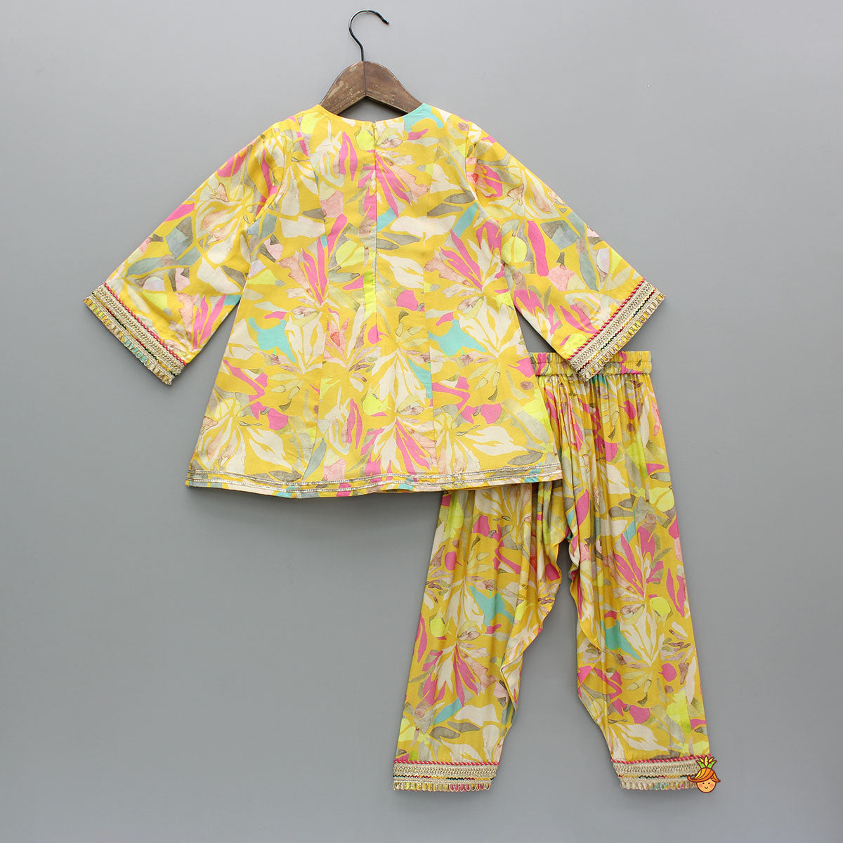 Pre Order: Yellow Multicoloured Printed Kurti And Salwar With Dupatta