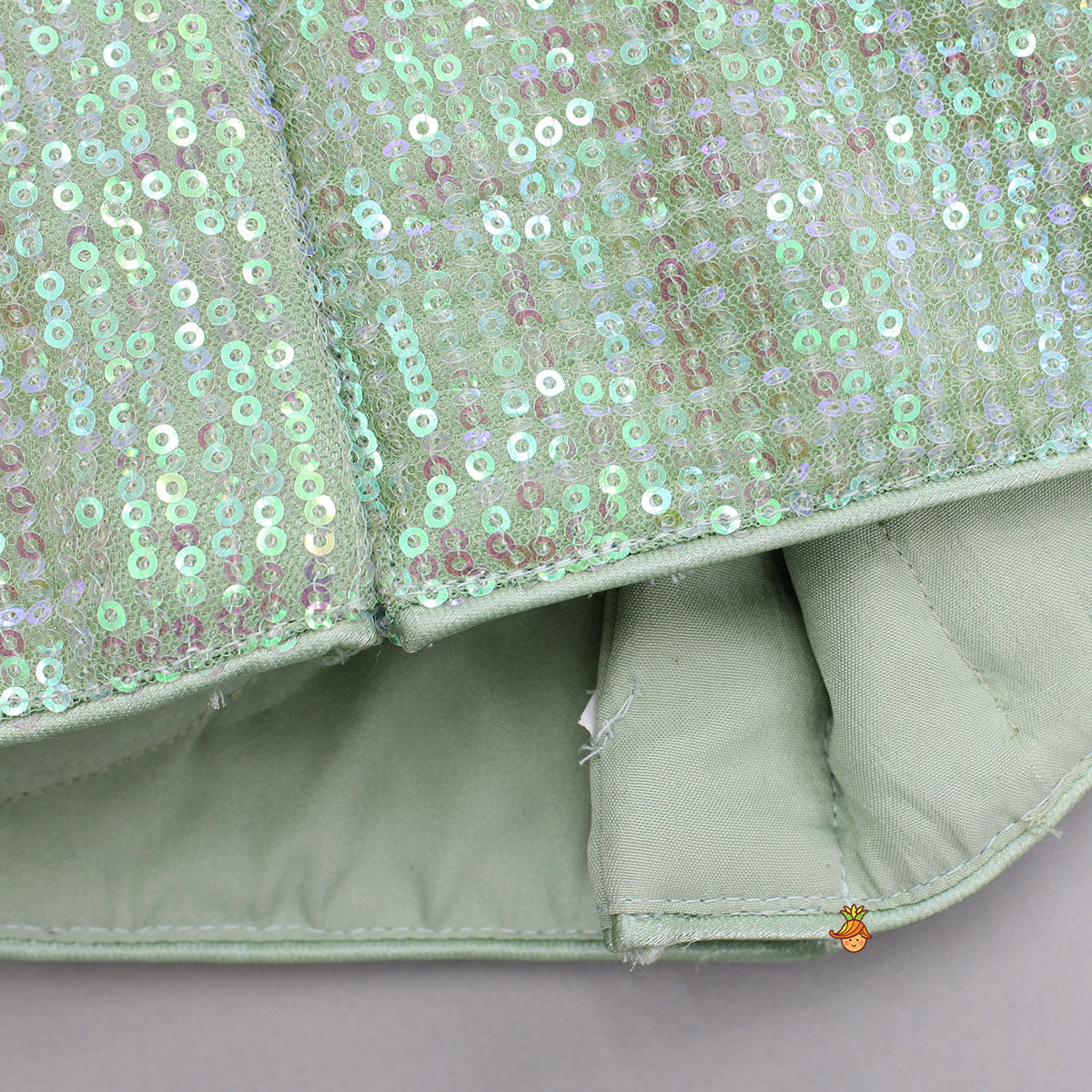 Pre Order: Green Sequin Embellished Strappy Top With Stiff Belt And Lehenga