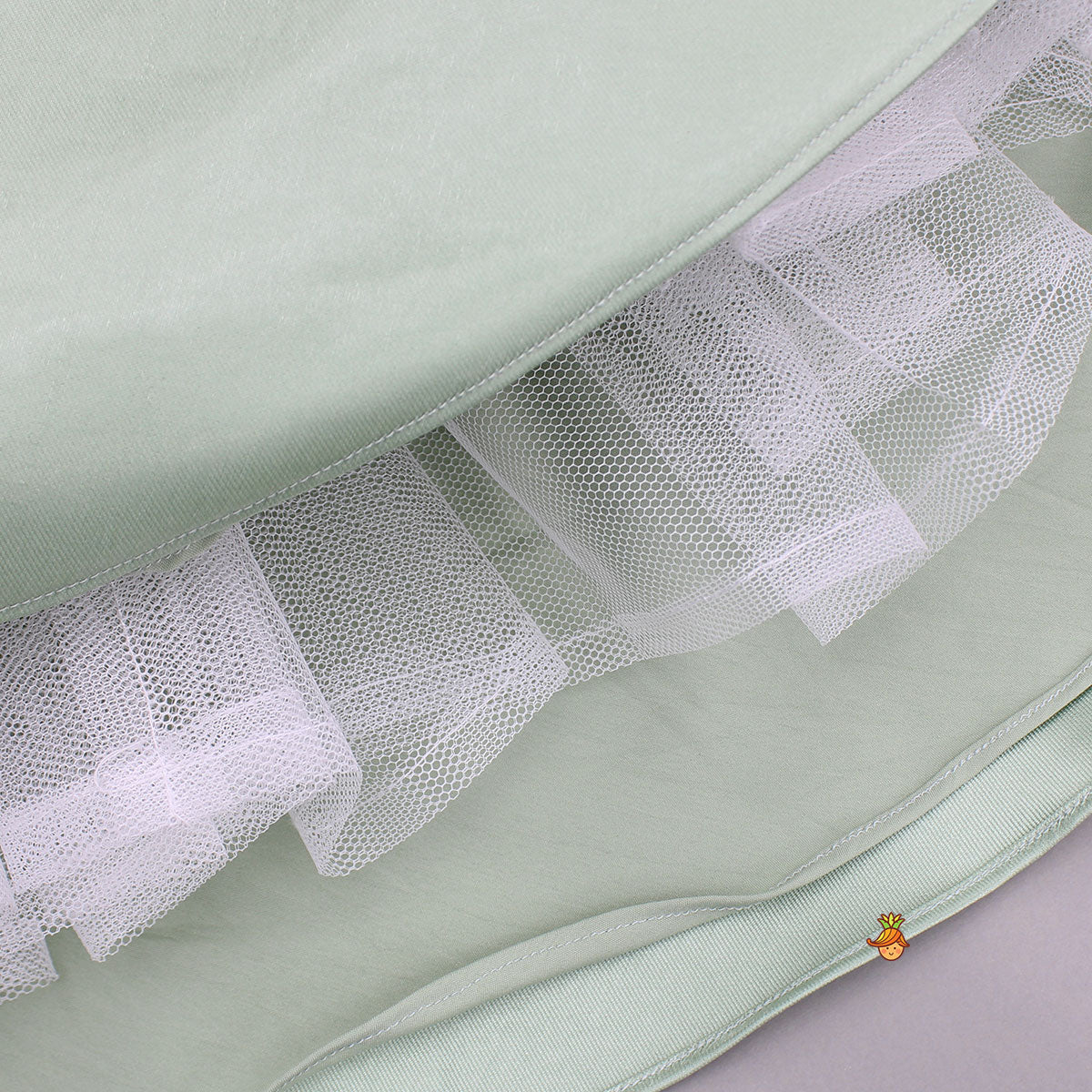 Pre Order: Green Sequin Embellished Strappy Top With Stiff Belt And Lehenga