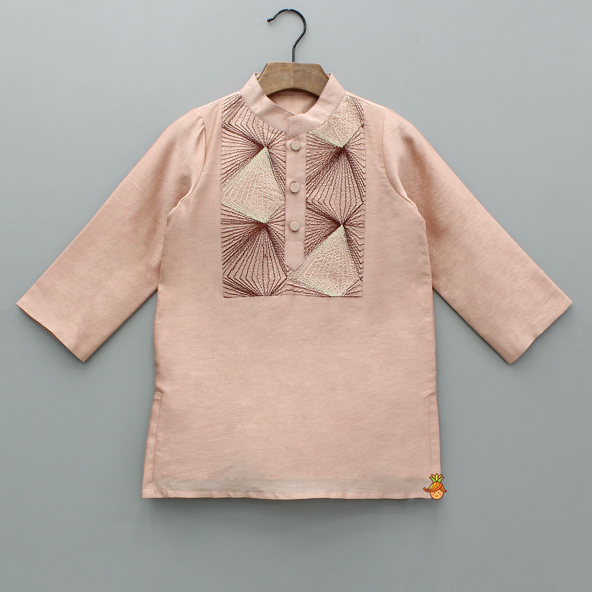 Pre Order: Peach Embroidered Kurta And Pyjama