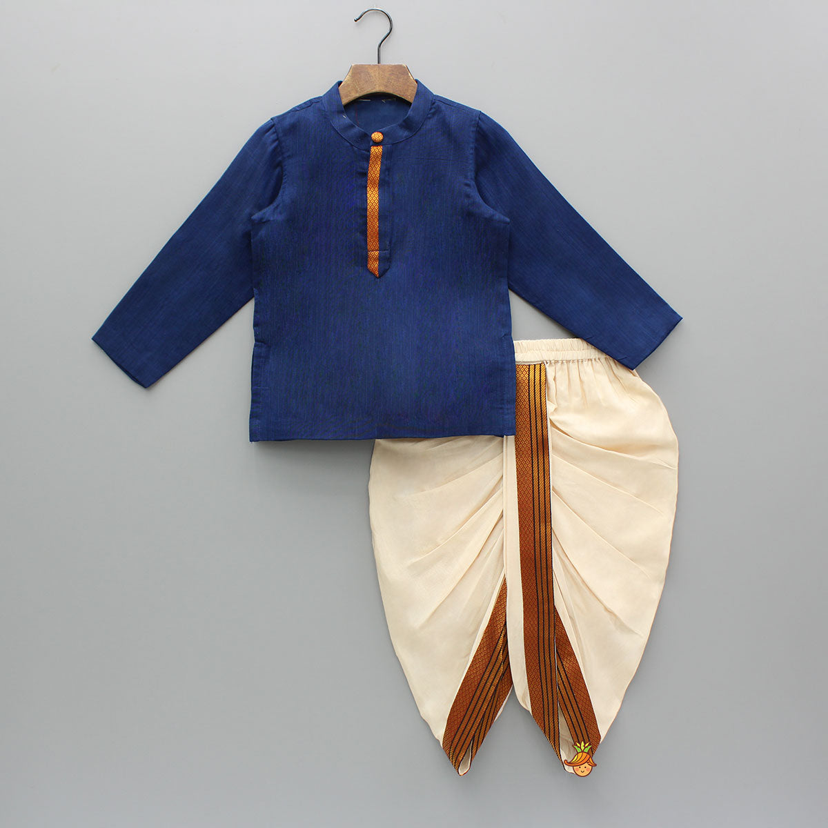 Pre Order: Blue Kurta And Beige Dhoti