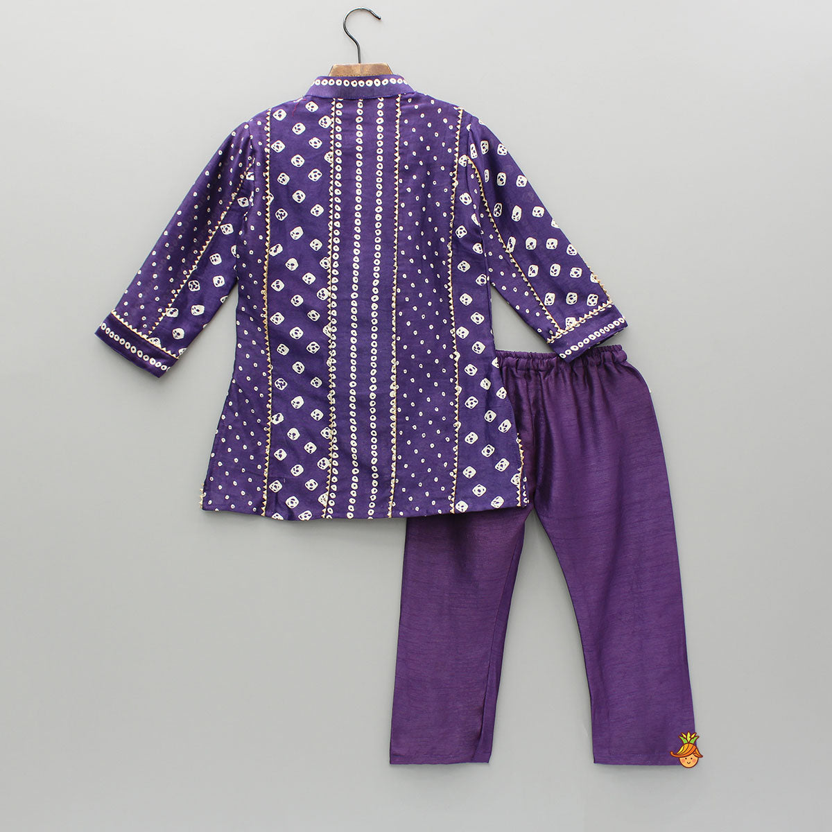 Pre Order: Bandhani Printed Purple Kurta And Pyjama