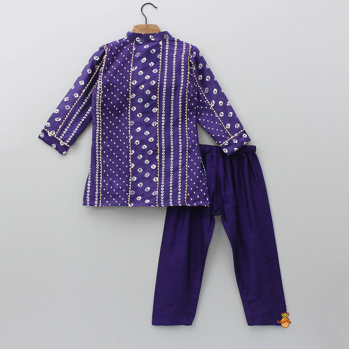 Pre Order: Bandhani Printed Purple Kurta And Pyjama