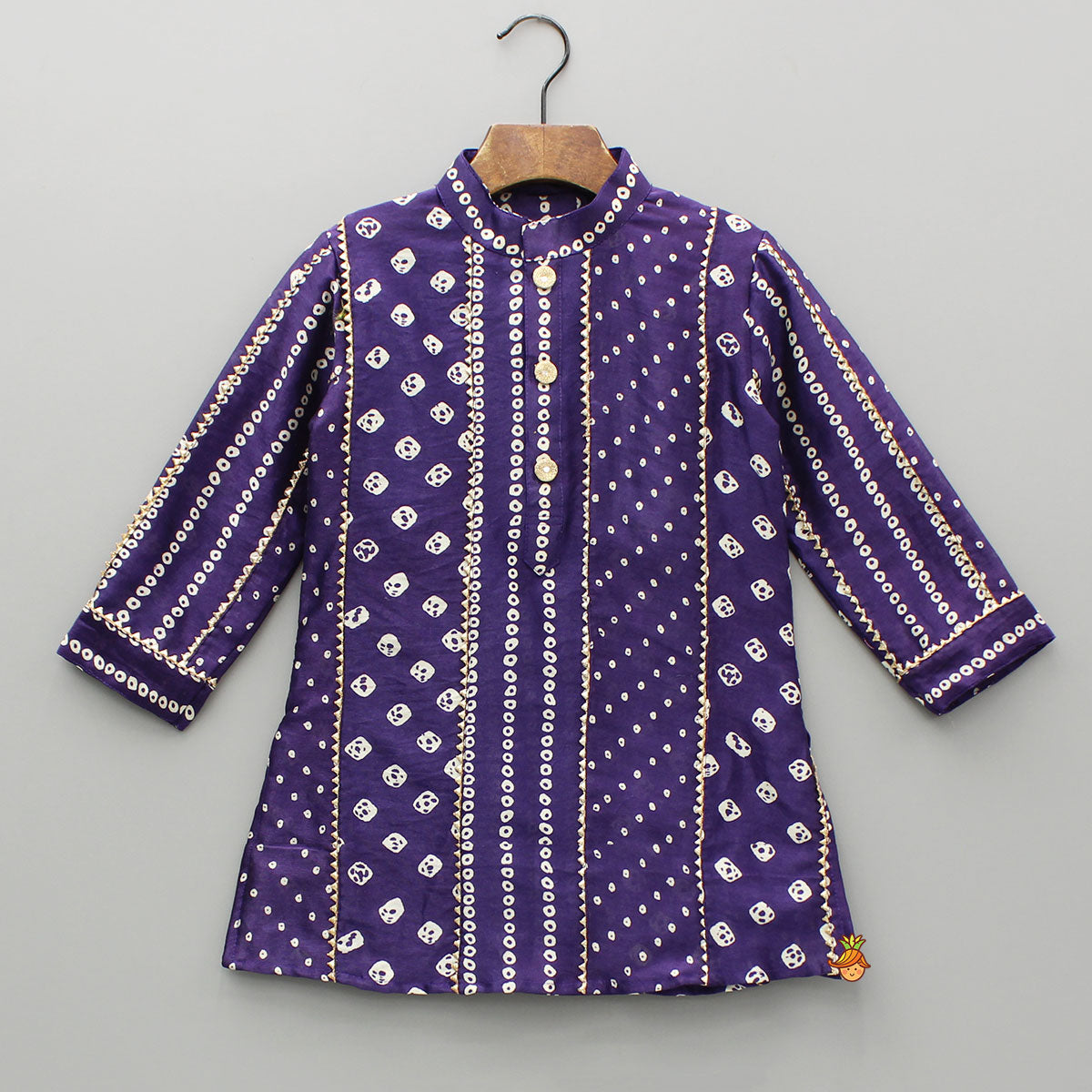 Pre Order: Bandhani Printed Purple Kurta And Pyjama