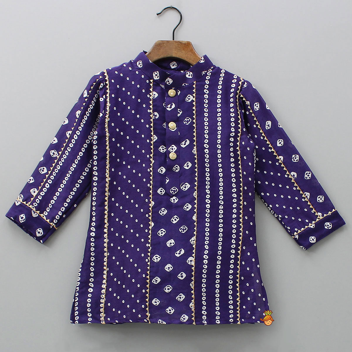 Pre Order: Bandhani Printed Purple Kurta And Pyjama