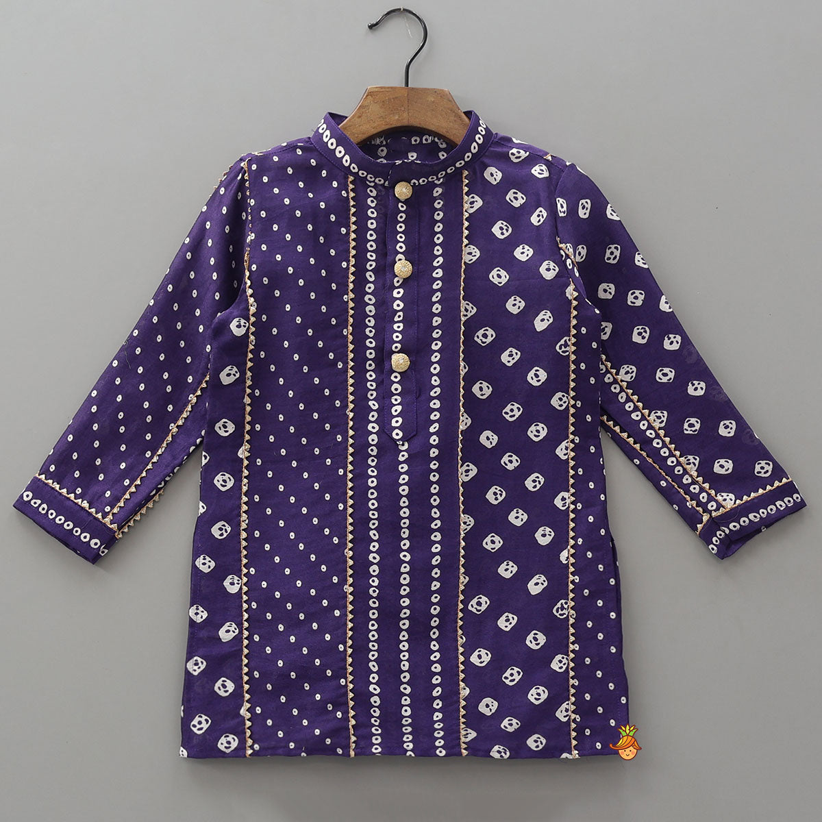 Pre Order: Bandhani Printed Purple Kurta And Pyjama