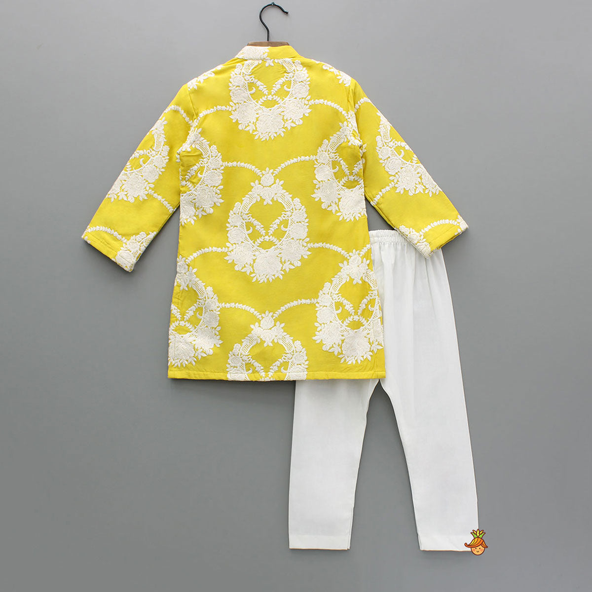 Pre Order: Yellow Embroidered Kurta With Pyjama