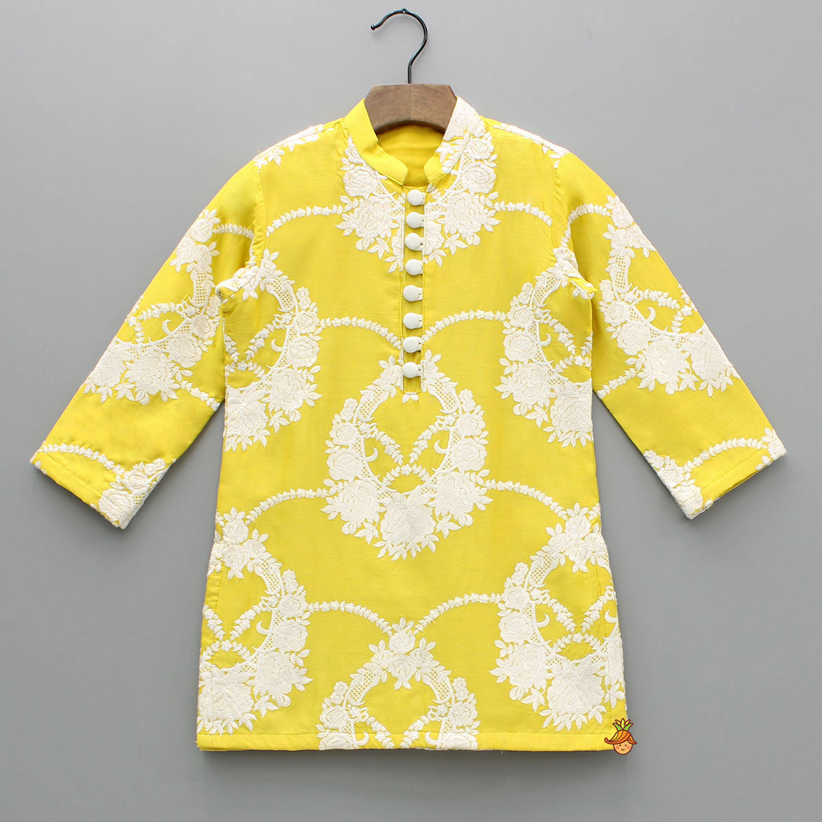 Pre Order: Yellow Embroidered Kurta With Pyjama