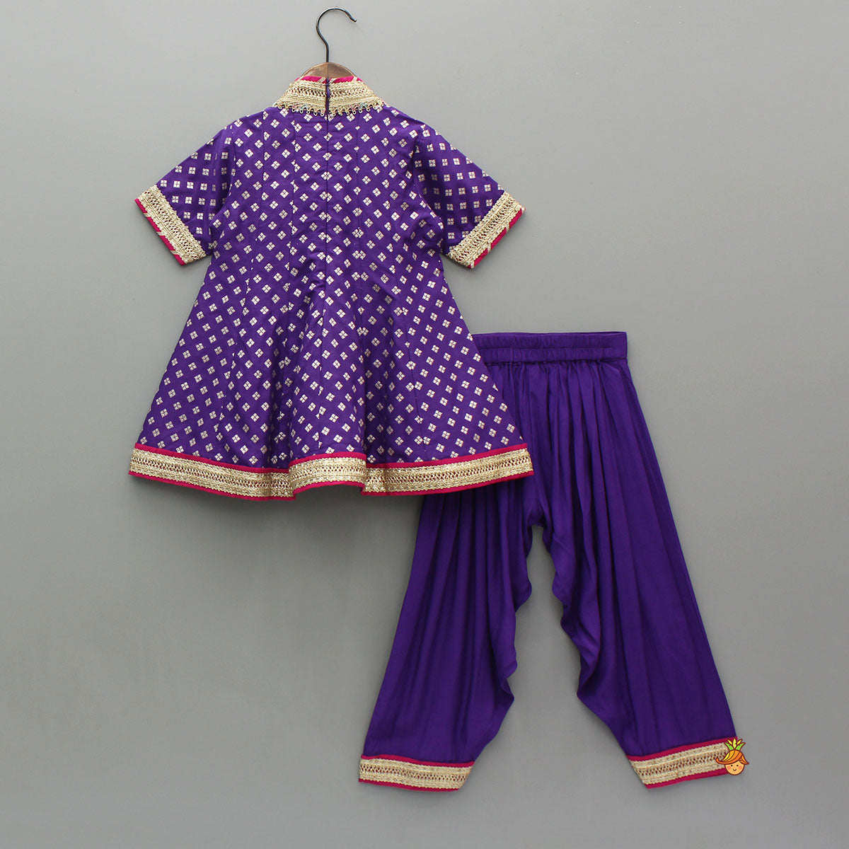 Pre Order: Purple Embellished Kurti And Salwar With Dupatta