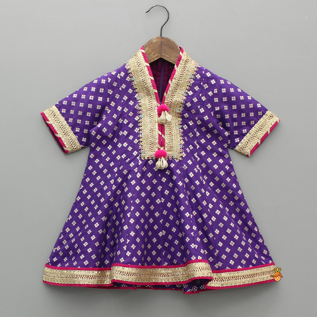 Pre Order: Purple Embellished Kurti And Salwar With Dupatta