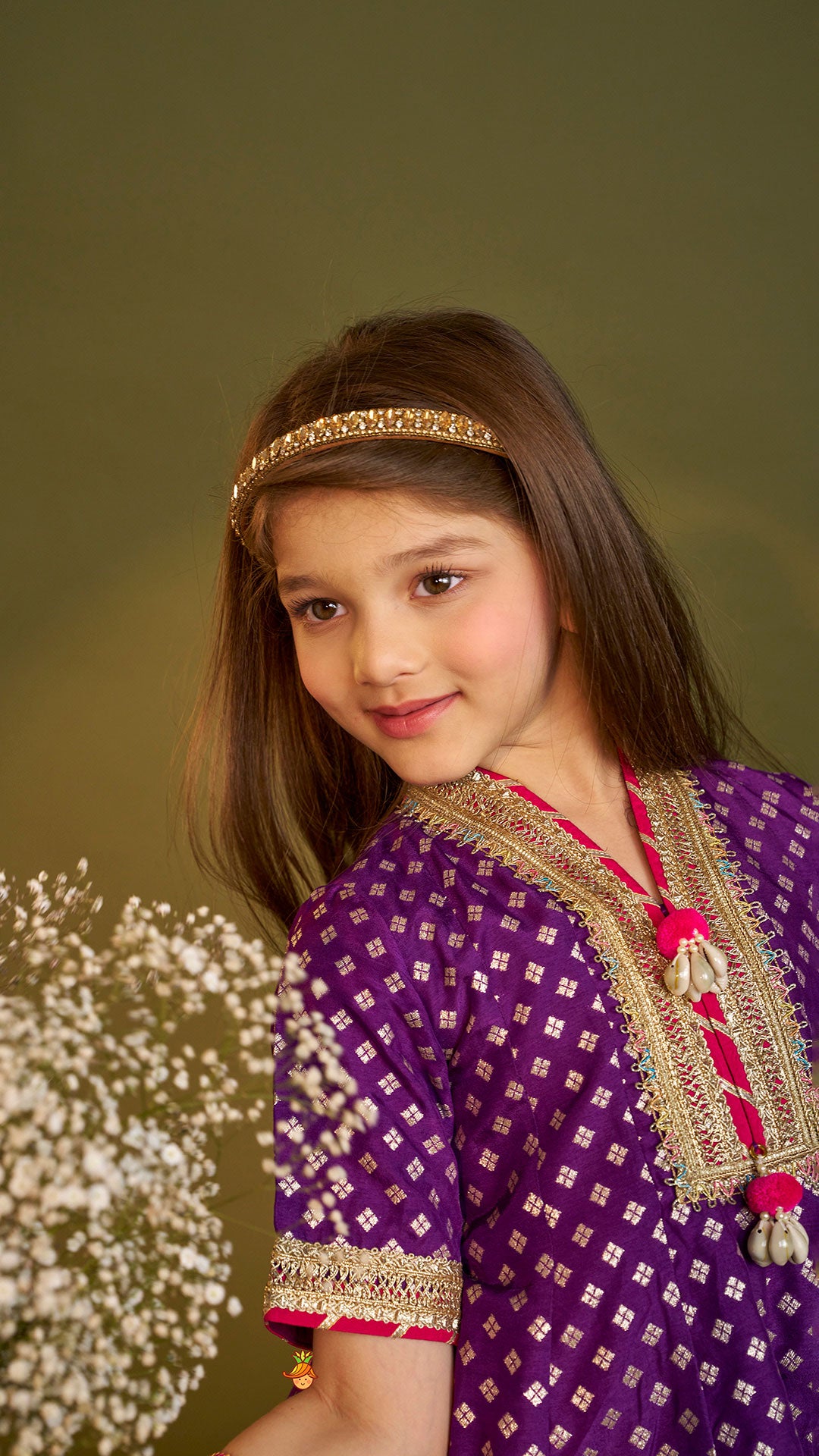 Pre Order: Purple Embellished Kurti And Salwar With Dupatta