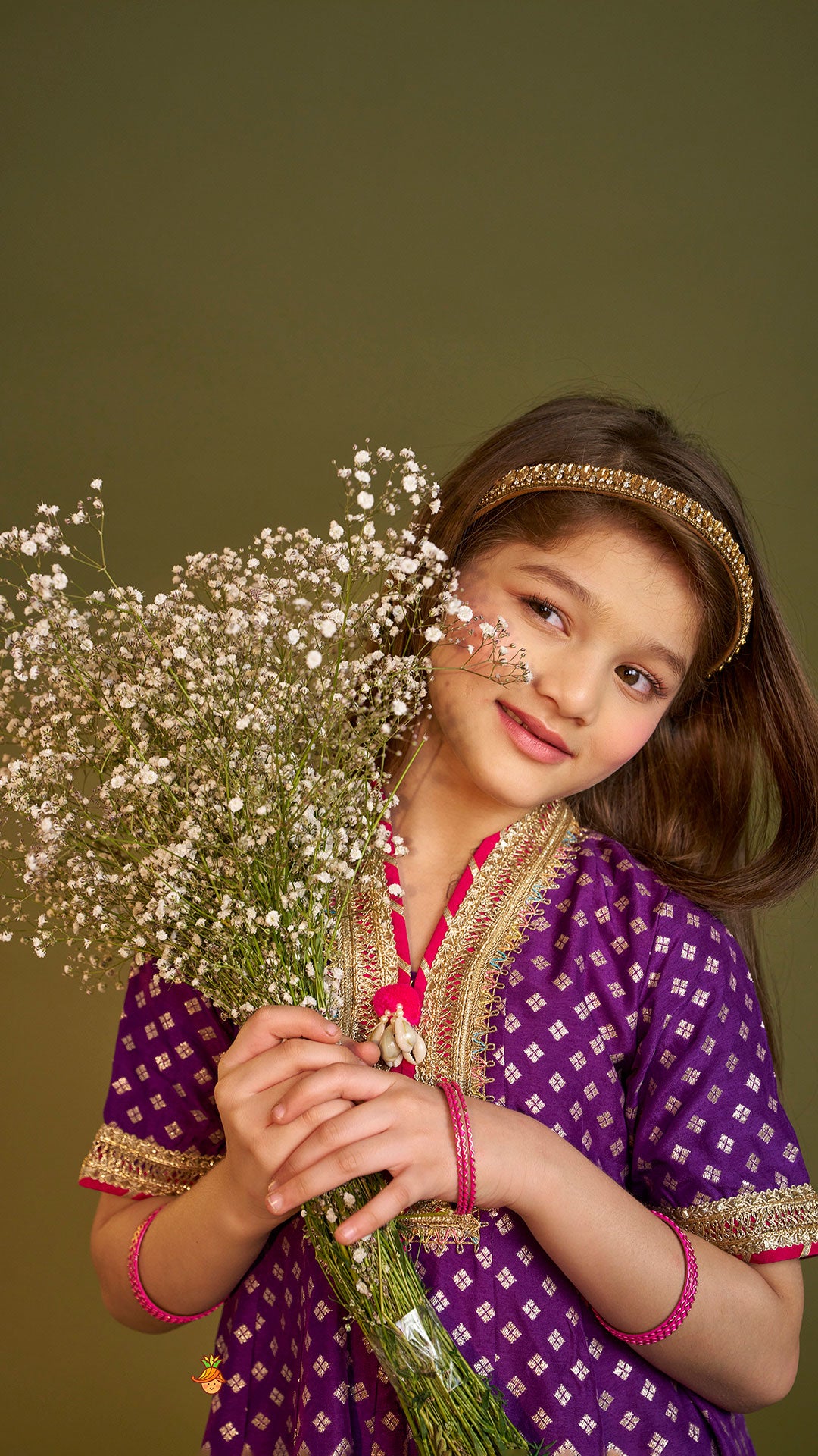 Pre Order: Purple Embellished Kurti And Salwar With Dupatta