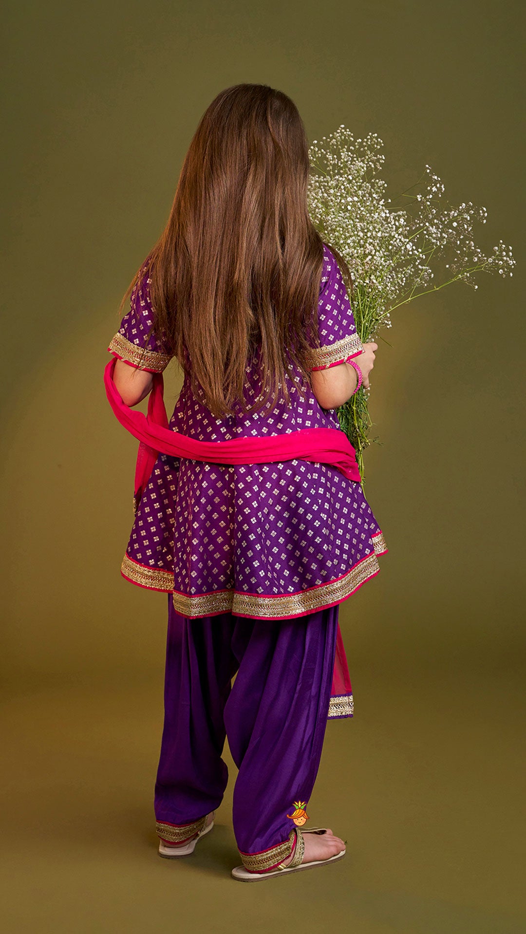 Pre Order: Purple Embellished Kurti And Salwar With Dupatta