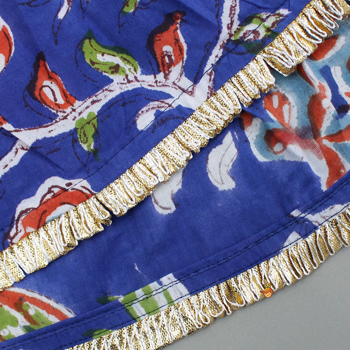 Blue Multicolored Printed Angarkha Style Kurti And Sharara