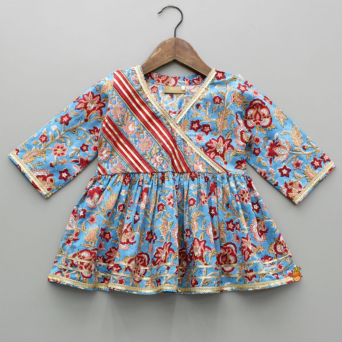 Floral Printed Embellished Top With Sharara And Dupatta