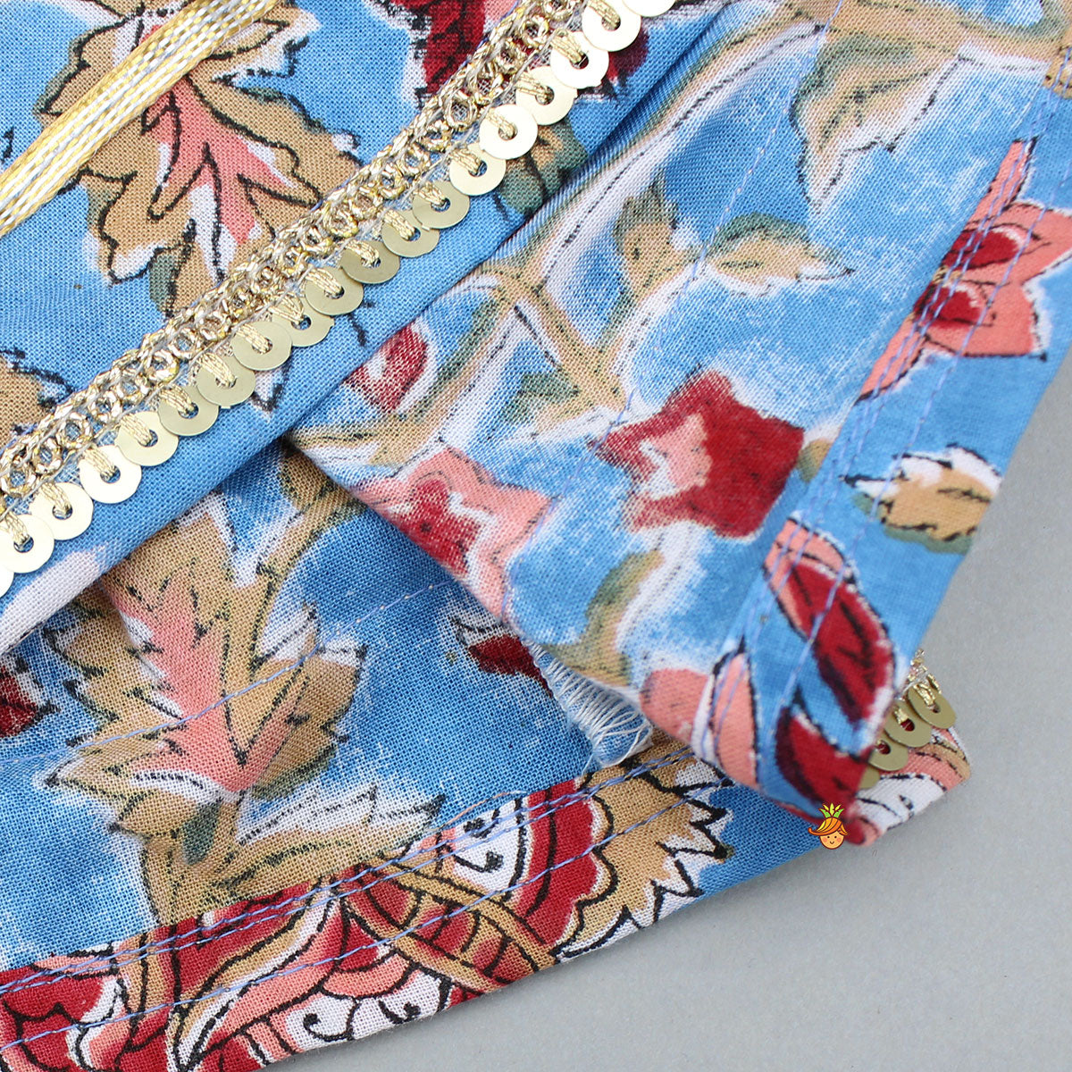 Floral Printed Embellished Top With Sharara And Dupatta