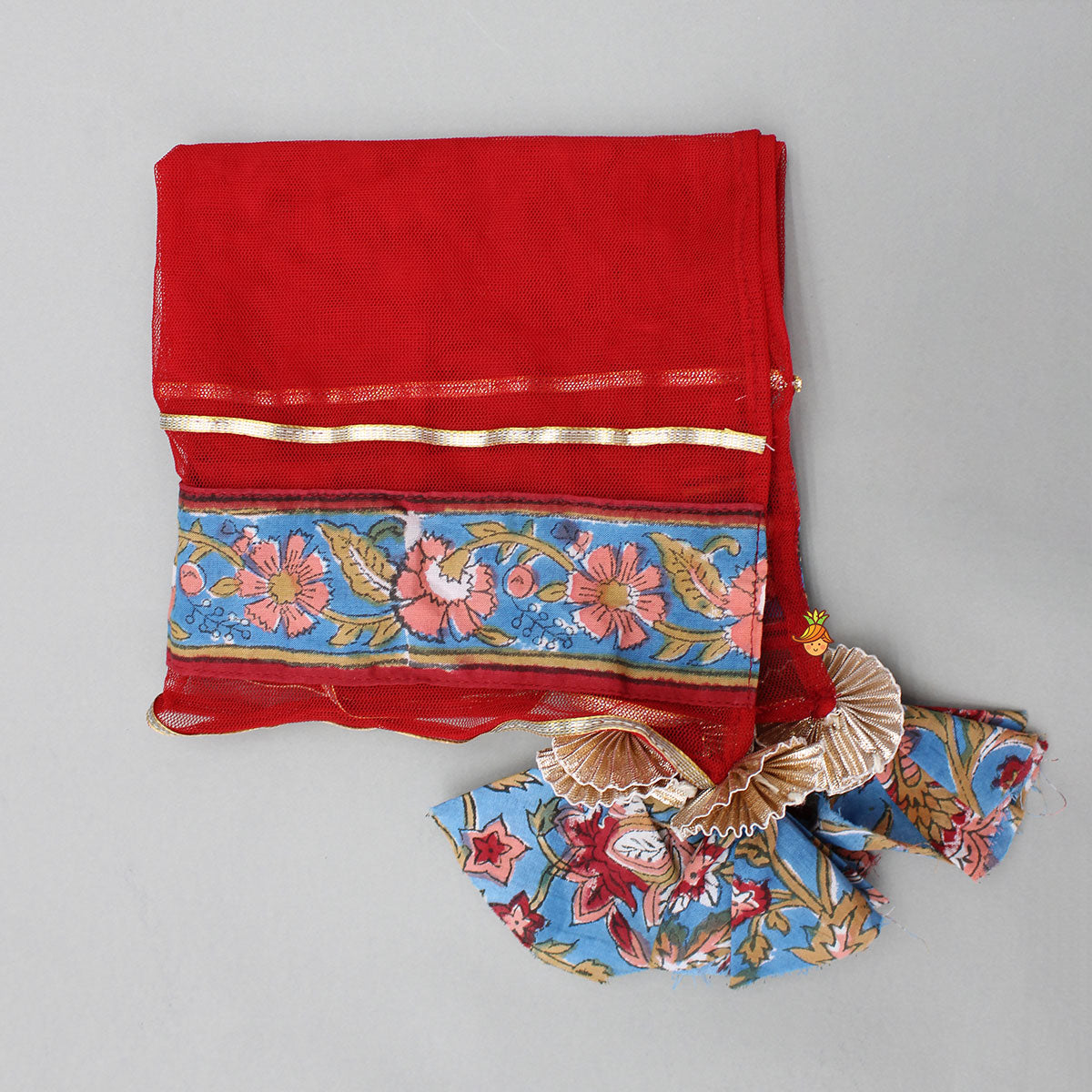 Floral Printed Embellished Top With Sharara And Dupatta