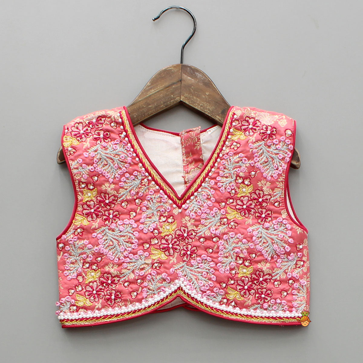 Pre Order: Peach Embroidered Top And Lehenga With Dupatta