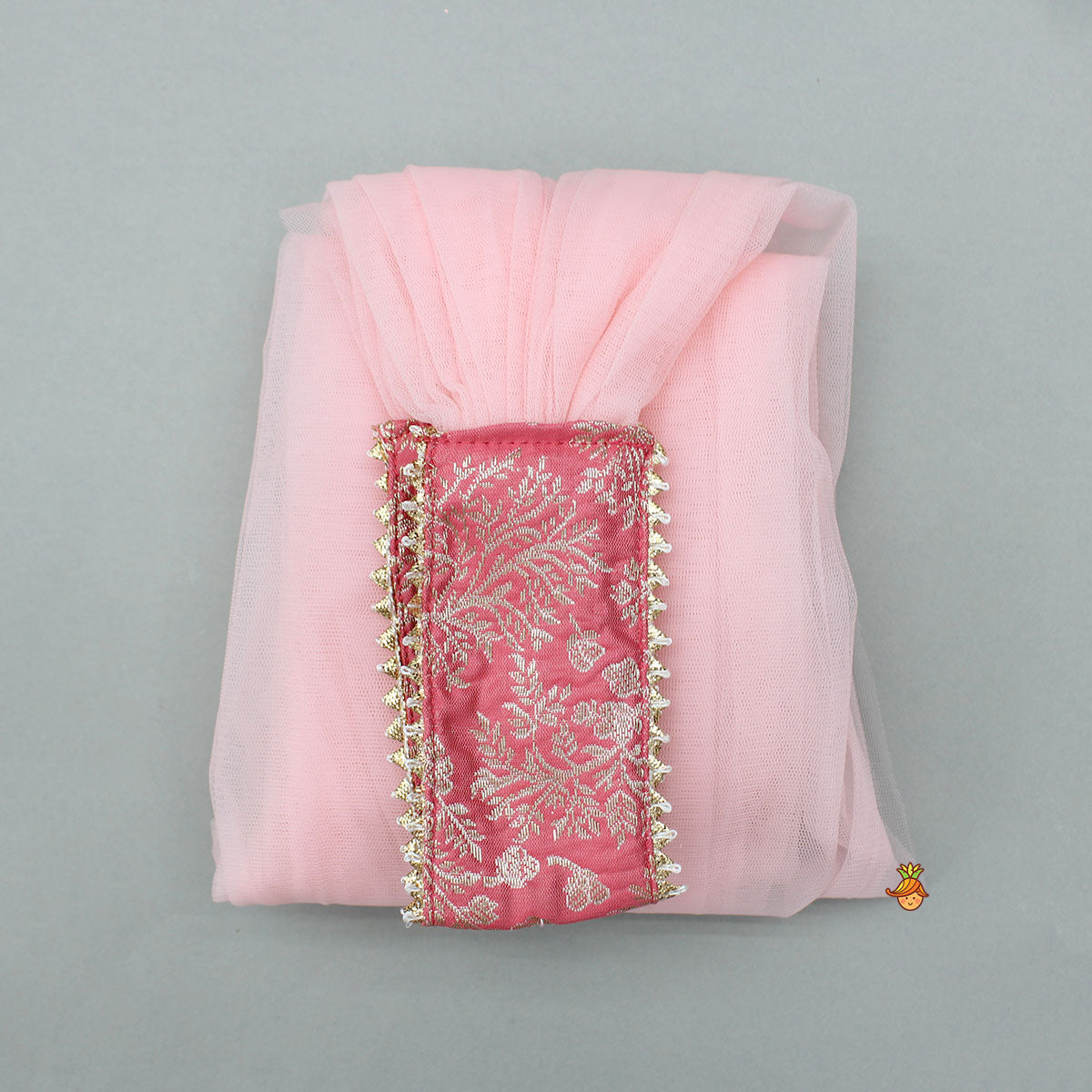 Pre Order: Peach Embroidered Top And Lehenga With Dupatta