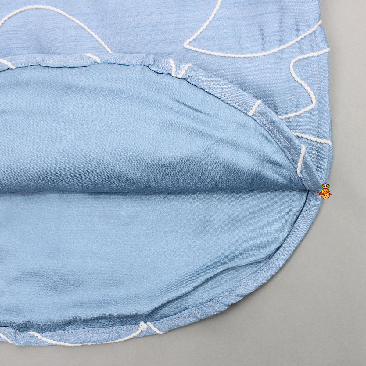 Pre Order: Blue Embroidered Kurta And Off White Pant