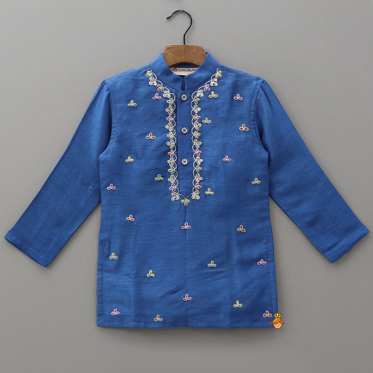 Pre Order: Blue Embroidered Kurta And Pyjama