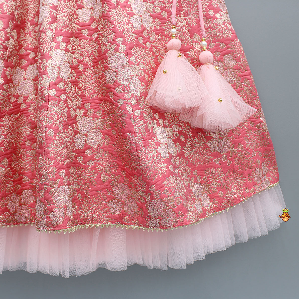 Pre Order: Elegant Banarsi Peach Lehenga
