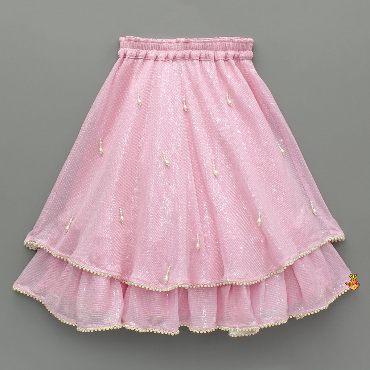 Pre Order: Pink Embellished Layered Lehenga