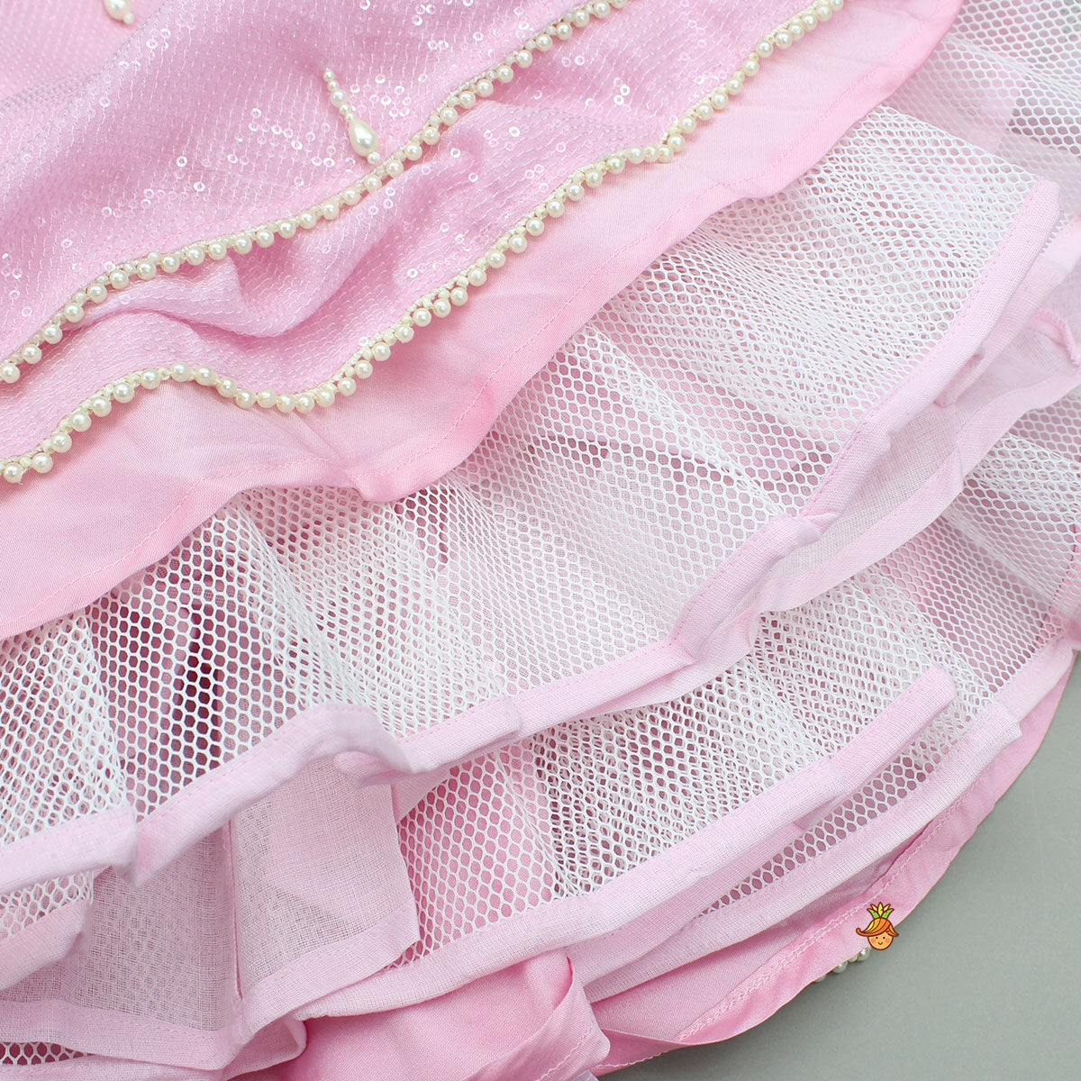 Pre Order: Pink Embellished Layered Lehenga