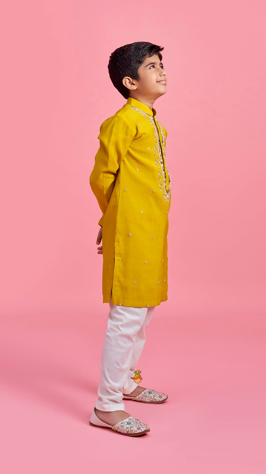 Pre Order: Mustard Embroidered Kurta and Churidar