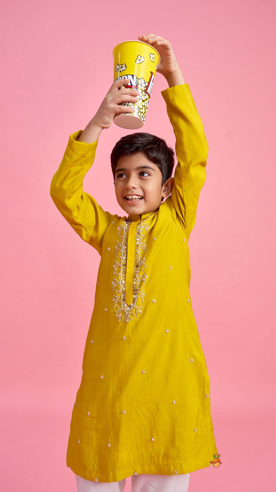 Pre Order: Mustard Embroidered Kurta and Churidar