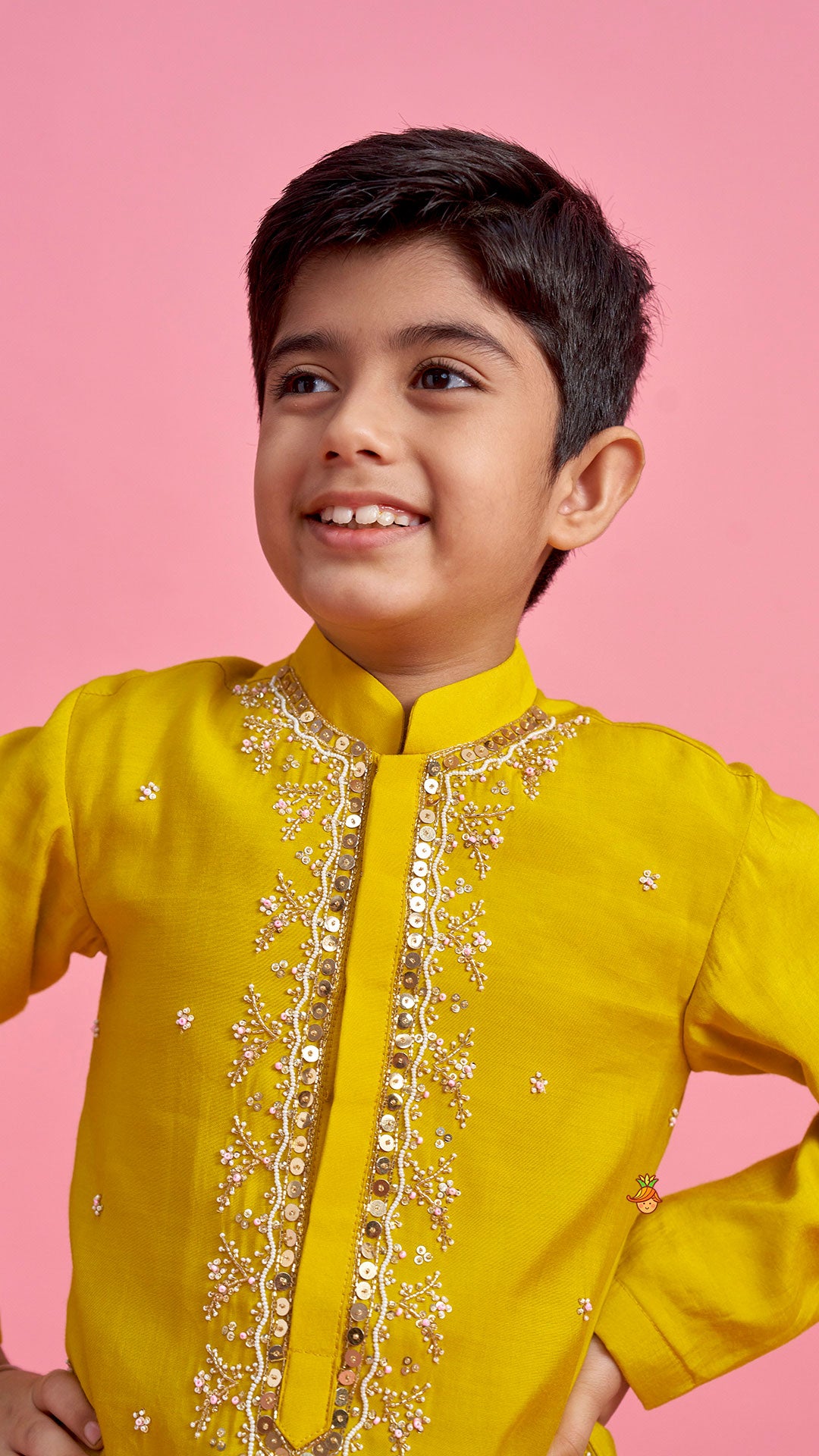 Pre Order: Mustard Embroidered Kurta and Churidar
