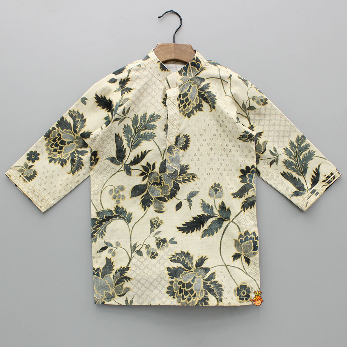 Pre Order: Printed Gota Lace Detailed Kurta And Dhoti