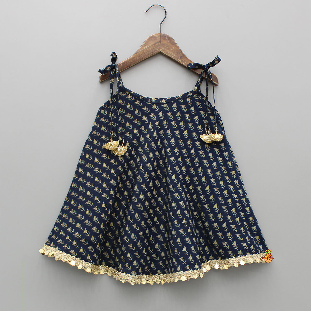 Pre Order: Printed Strappy Tie Up Shoulder Top With Flared Sharara