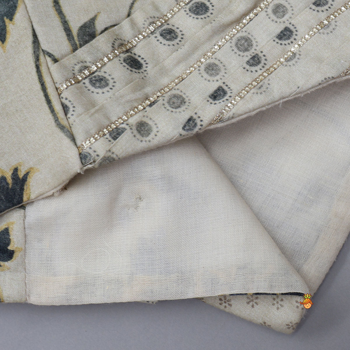 Pre Order: Printed Gota Lace Detailed Top And Tiered Lehenga