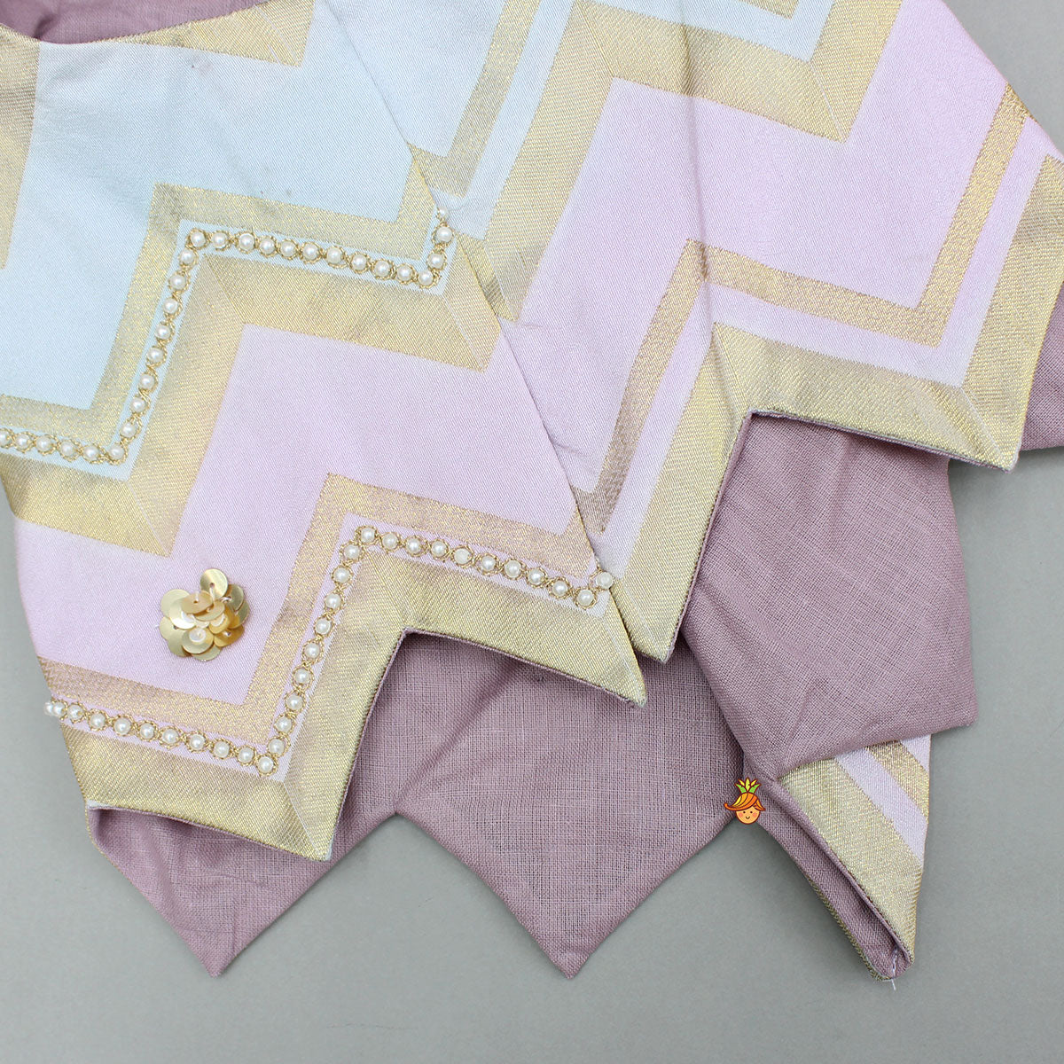 Pre Order: Lavender Embroidered Tie up Strap Top And Lehenga With Dupatta