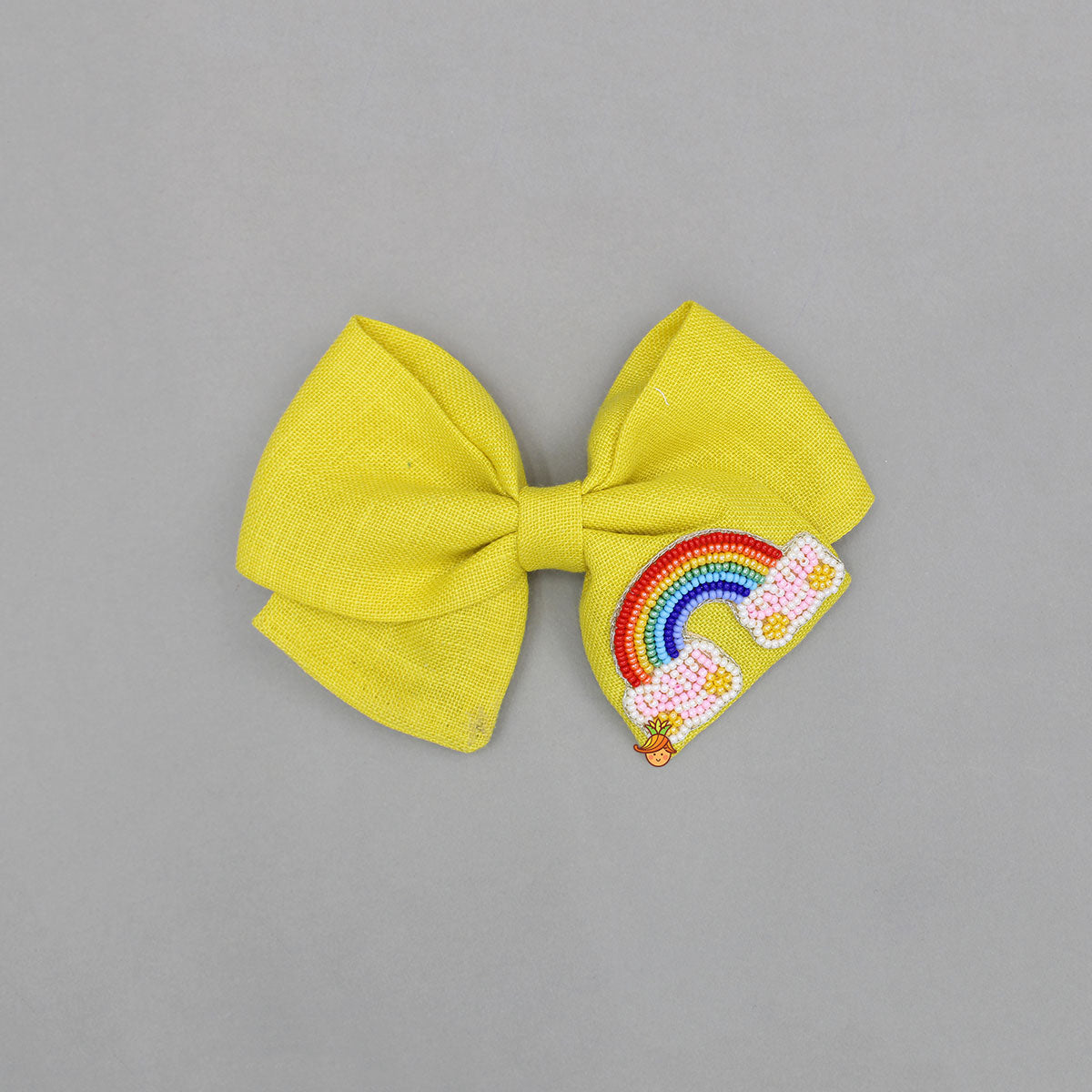 Yellow Rainbow Embroidered Bowie Hair Clip