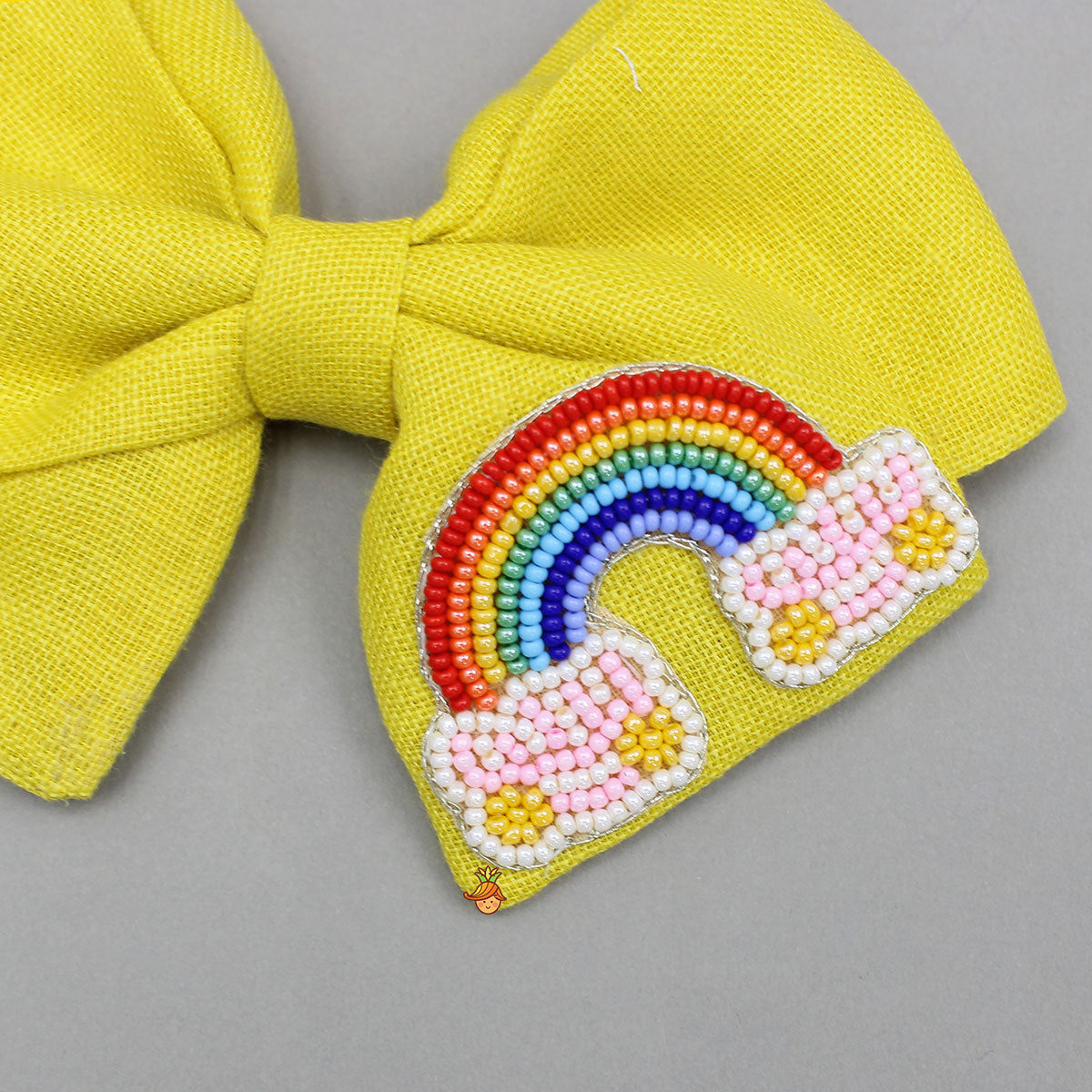 Yellow Rainbow Embroidered Bowie Hair Clip